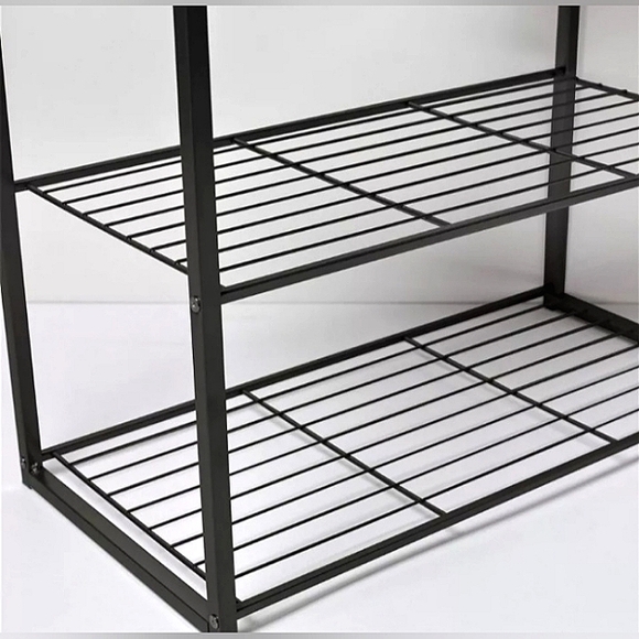 ☆NIB☆3 Tier "BRIGHTROOM" Large Multi-Use black metal Shoe Rack Natural Wood Top☆ - Picture 12 of 13